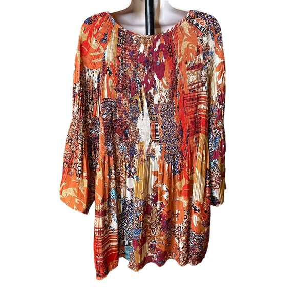 Avenue Womens Keyhole Blouse Smock Bodice Boho Peasant Sleeves Plus Size 26 c - Picture 8 of 12